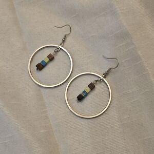 Silver Hoops Earth Toned Beads